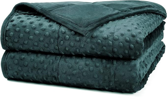 Alomidds Weighted Blanket, Luxury Velvet Weighted Blankets for Kids,Warm and Breathable Soft and Comfort Minky, Cute Heavy Blanket with Premium Glass Beads (41"x60" 7LBS, Green)
