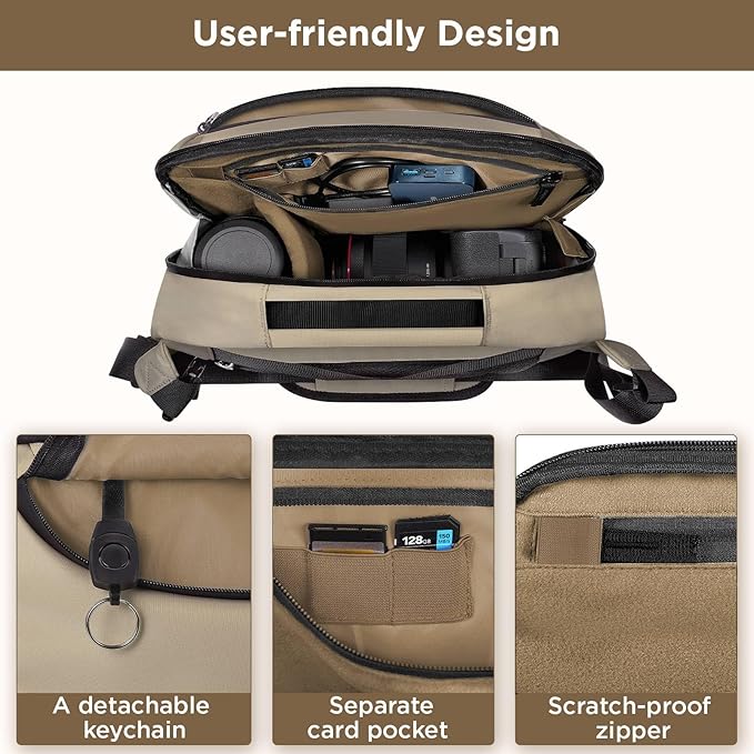Camera Sling Bag,Waterproof Camera Case with Tripod Holder,Lightweight DSLR/SLR/Mirrorless Camera Bags Crossbody for photographers-Coffee