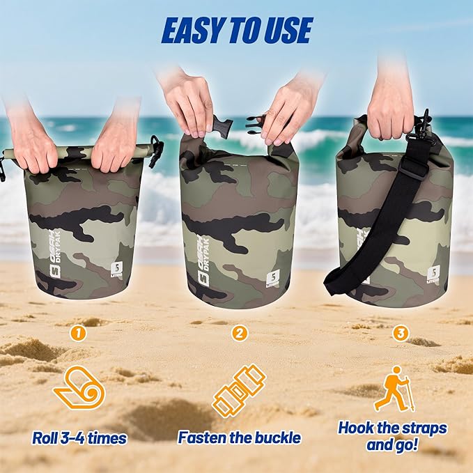 Waterproof Dry Bag, 5L/10L/20L/30L/40L Roll Top Lightweight Storage Backpack with Phone Case for Women & Men, Floating Waterproof Sack for Travel, Swimming, Kayaking, Paddle Board, Camping & Beach