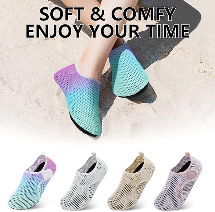 Scurtain Barefoot Water Shoes for Women Men Beach Swim Aqua Socks Summer Quick-Dry Sandals Slippers