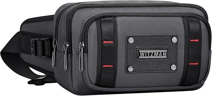 WITZMAN Fanny Pack for Men Casual Waist Bag Travel Mens Belt Bag with Adjustable Strap for Outdoors Cycling Hiking Walking(B732 Silvery Grey)