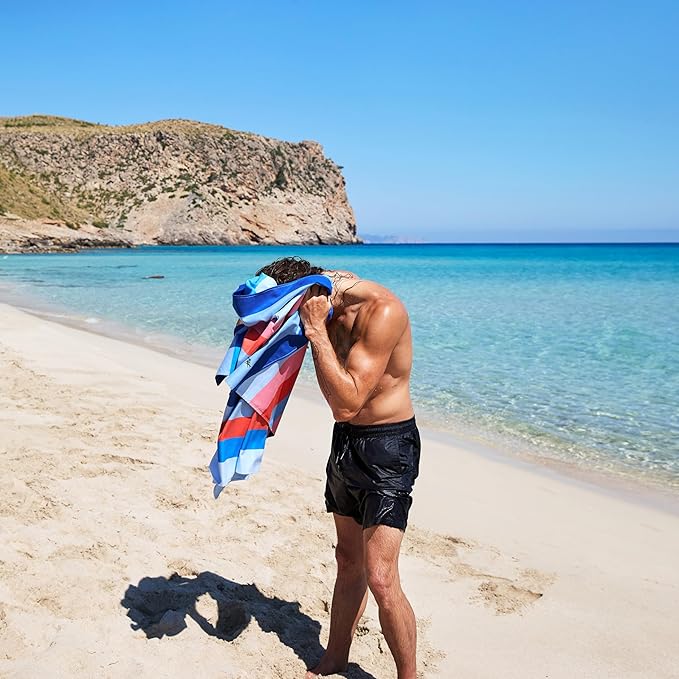 Dock & Bay Beach Towel - Quick Dry, Sand Free - Compact, Lightweight - 100% Recycled - Includes Bag - Ocean Pavilion - Large (160x90cm, 63x35)