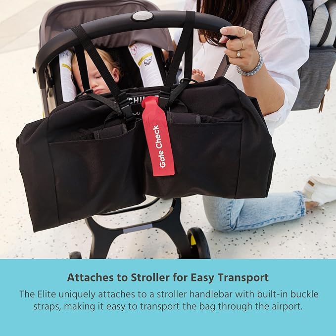 J.L. Childress Travel Bag for Doona & Evenflo Shyft Dualride - Travel Bag for Airplane, Fits Most Infant Car Seats, Airport Accessories for Gate or Baggage Check, AirTag Compatible - Elite, Black