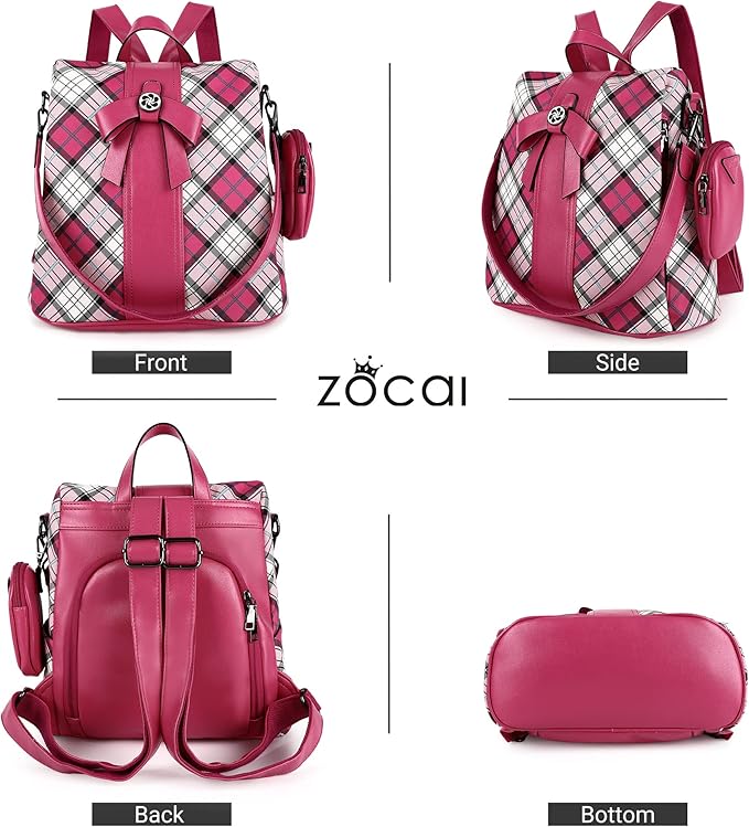 ZOCAI Backpack Purse for Women Fashion Backpack Purses PU Leather Daypacks Anti-Theft Shoulder Bag Satchel Purse