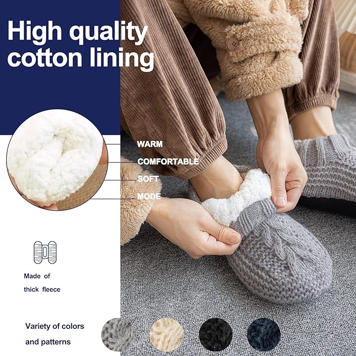 Vihir Cozy and Warm Men Slipper Socks - Non-Slip and Stylish Floor Socks Indoor House Shoes,beige