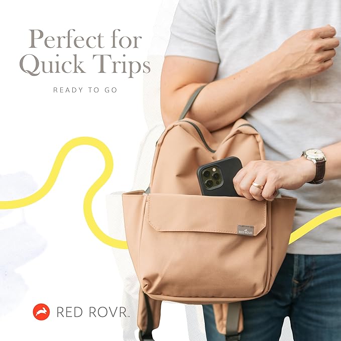 RED ROVR Mini Roo Lightweight Backpack | 6 pockets for everyday essentials (Toffee)