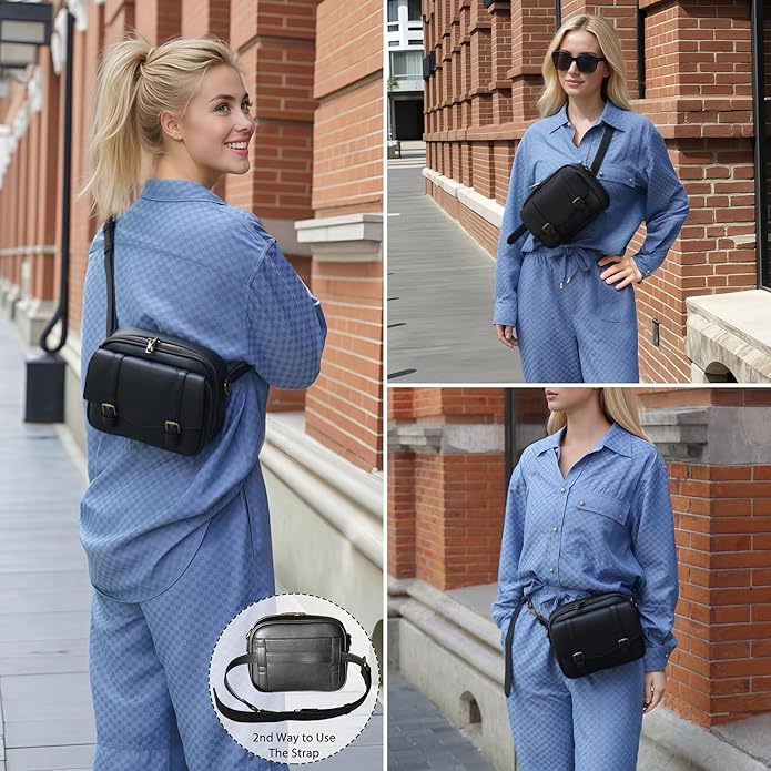 Women‘s Anti Theft RFID Blocking Small Vegan Leather Crossbody Bag Travel Purse With Built In Wallet Messenger Bag
