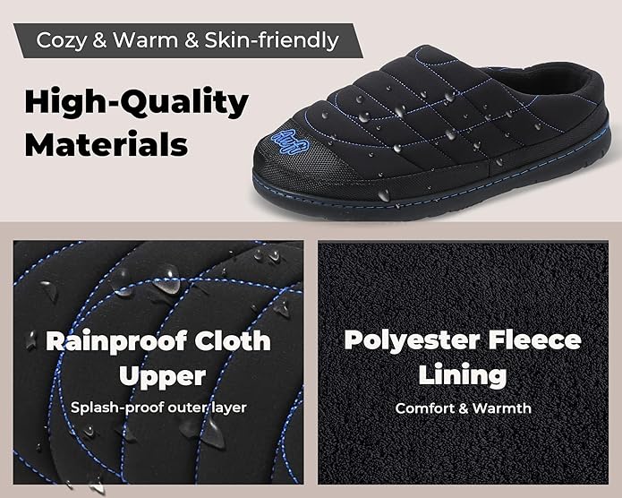Mens Slip On Slippers Coolmax® Two Tone Comfy Slipper Memory Foam Slippers Indoor Outdoor Men's House Shoes Loafers Camping Slipper Two Styles | Moisture-wicking | Breathable