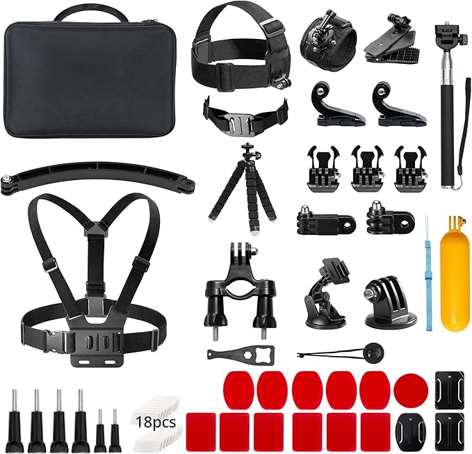 AKASO 60 in 1 Action Camera Accessories Kit Compatible with EK7000/EK7000 Pro/Brave 4/Brave 4 pro/Brave 7 LE/Brave 7/Brave 8/V50X/V50 Pro/V50 Elite/GoPro Hero 11 10 9 8 7/ DJI/Apexcam Action Cameras