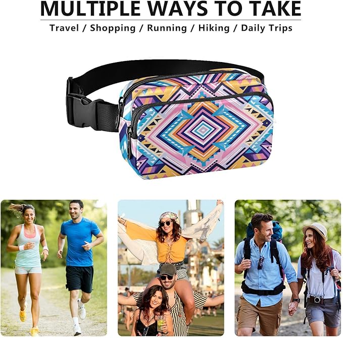 Ethnic Pattern Fanny Pack for Women Men Water Resistant Fashion Waist Packs with Adjustable Strap Belt Bag for Travel Workout Jogging Hiking 21219696