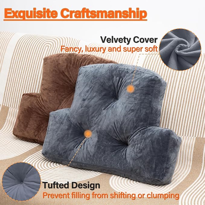 Back Pillow for Chair, Memory Foam Lumbar Pillow for Back Support, Back Rest Cushion for Office, Sofa, Couch Sitting, Recliner, Bed and Lower Back Pain (Grey)