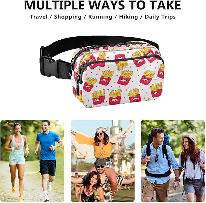 Kawaii Franch Fries Fanny Pack for Women Men Water Resistant Fashion Waist Packs with Adjustable Strap Belt Bag for Travel Workout Jogging Hiking 21219365
