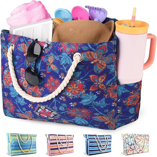 CaCTOUR Large Beach Bag Women,Beach Bags Waterproof Sandproof with Zipper Wet Pocket,Beach Tote Pool Bag for Swim Gym Travel