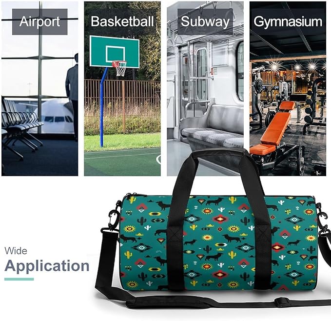Foldable Gym Travel Bag Southwestern Native American Overnight Weekender Travel Bag Dance Sports Gymnastics Bags Unisex Overnight Bags