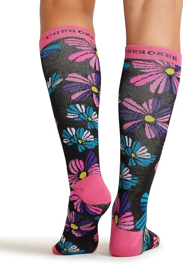 Cherokee Women's 10-15mmHg Compression Socks – Fun Print Knee Highs with Light Support, Soft Feel - PRINTSUPPORT