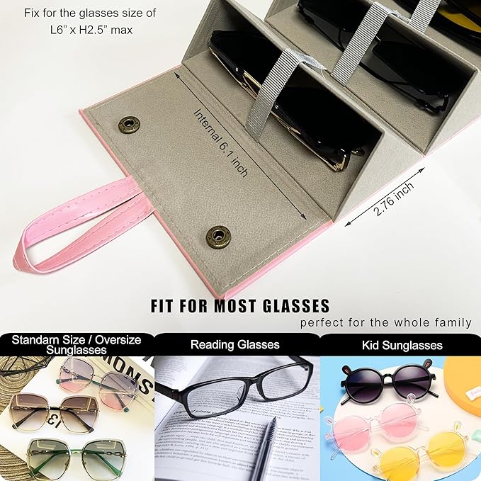 Longjet Sunglasses Organizer Travel Glasses Case 5 Slots Multiple Pairs Eyeglasses Storage Box Hanging Eyewear Holder