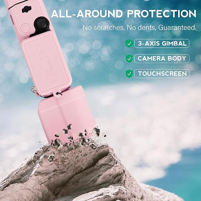 Protective Case for DJI Osmo Pocket 3 / Xtra Muse Camera, Soft Silicone Grip Cover with Screen Protection & Mic, Lightweight, Anti-Scratch, for Travel, Vlogging, Daily Filming – Pink