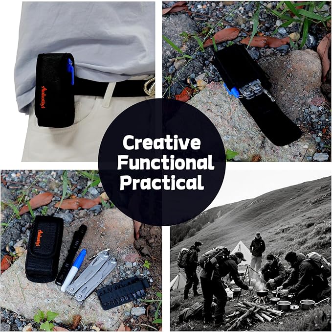 Multitool Sheath - Magnetic Closure EDC Belt Pouch Organizer with Belt Clip & Loop - Compatible with Leatherman Wave Plus, Wingman, Charge, Surge, Super Tool 300, Signal, Free P2/P4 & Tools 4-4.5 inch