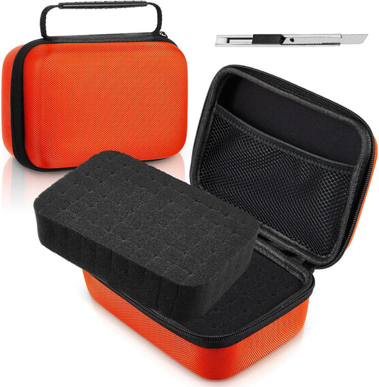 EVA Hard Case with Customizable Foam Protective EVA Carrying Case Shockproof Outdoor for Camera, Digital Products, Electronic Instruments with Knife(Orange,7.1 x 4.7 x 3.1 Inch)