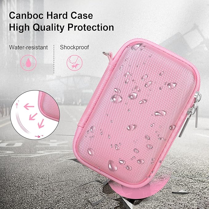 Canboc Camera Case for Canon PowerShot G7 X Mark III/ G7X Mark II Digital 4K Vlogging Camera, Point and Shoot 4K Video Camera Bag, Zipper Mesh Pocket fits USB Cable, Batteries, Pink