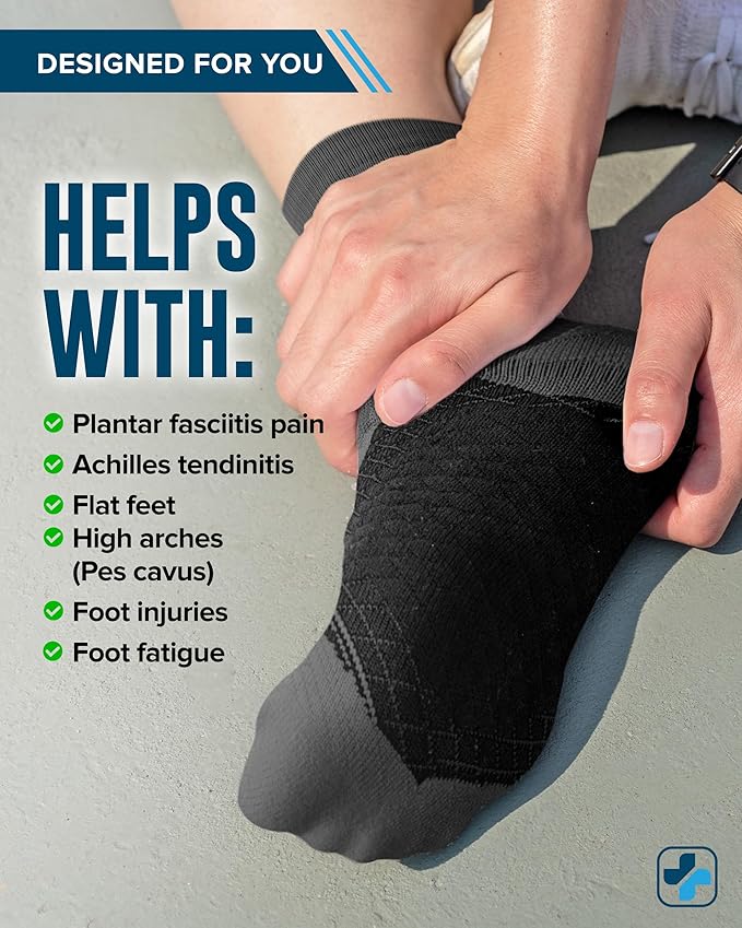 Doctor's Select Plantar Fasciitis Socks - 2 Pairs | Compression Crew Socks for Plantar Fasciitis Relief | Arch Support Socks