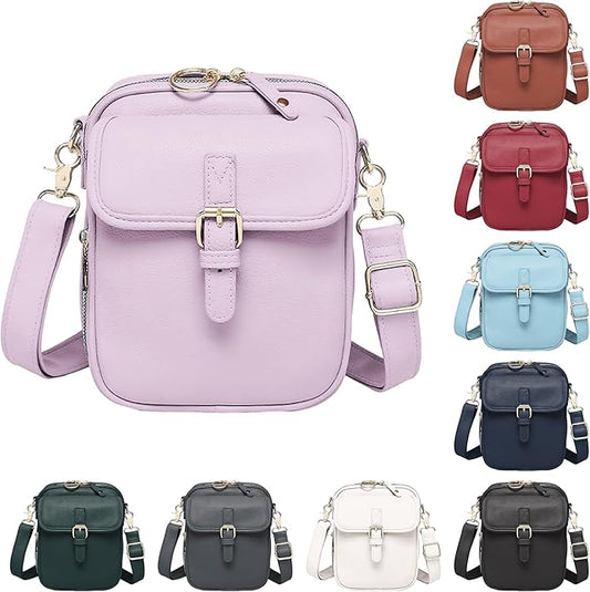 Leather Crossbody Bags for Women Travel Small Crossbody Purse Anti Theft Waterproof Bum Bag with Built in Wallet