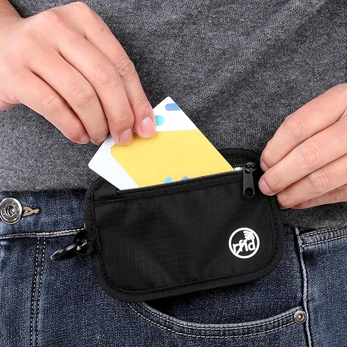 RFID Blocking Clip Stash Pouch Minimalist Hidden Stash RFID Wallet Pickpocket-Proof Organizer Case Lightweight Zipper Organizer Pouch Bag for Cards Boarding Pass ID Money