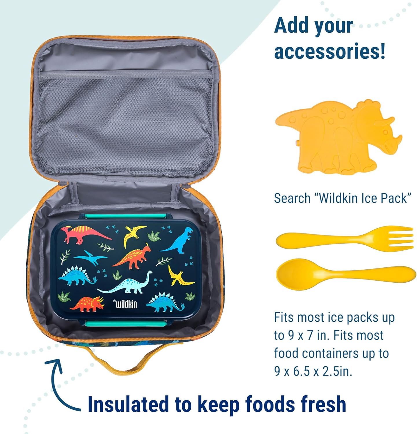 Wildkin Kids Insulated Lunch Box – Durable and Reusable for School & Travel - Jurassic Dinosaurs