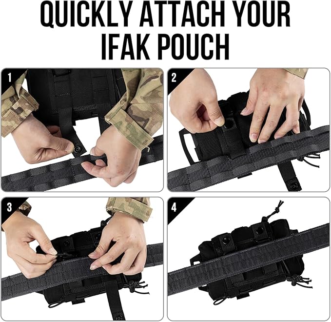 Tactical IFAK Pouch, Rapid Tear-Away First Aid Kit Two-Piece System Medical Pouches Emergency Survival Bag for Outdoor Travel Hiking