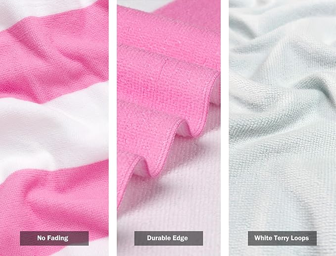 cabanana Microfiber Beach Towel Oversized - 70"x 35"Sand Free Quick Dry Lightweigh Beach Towels for Adults,Soft Extra Large Thin Travel Towel for Beach Accessories(Pink)