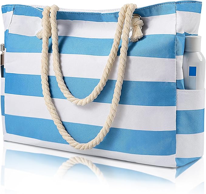 Pleneal Beach Bags For Women - Large Beach Bags with Zipper Waterproof Sandproof Swim Pool Beach Bag