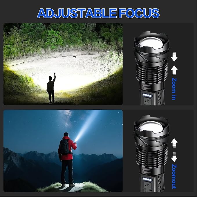 6Pack Rechargeable Flashlights, 7Mode Flashlights High Lumens, Super Bright LED Flashlight, Adjustable Tactical Flash Light, High Powered Flash Light, Handheld Flashlight for Home Emergency Camping