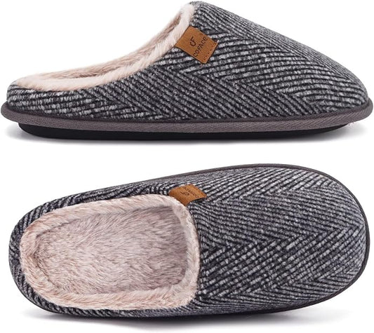 COFACE Mens Cozy Memory Foam Scuff Slippers Casual Slip On Warm House Shoes Indoor/Outdoor Sandal Slippers With Arch Support Rubber Sole Size 7-15
