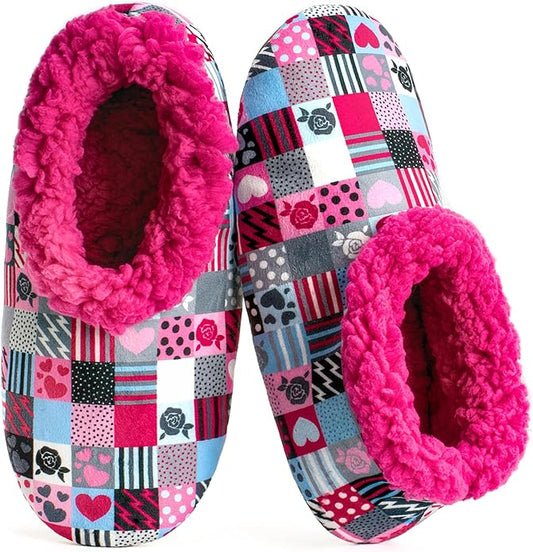 Soft Fuzzy Slippers for Women Indoor, Warm Furry House Sock Shoes Fluffy Lined, Bedroom Booties Non-Slip Gripper Soles, Winter Cozy Christmas Gifts