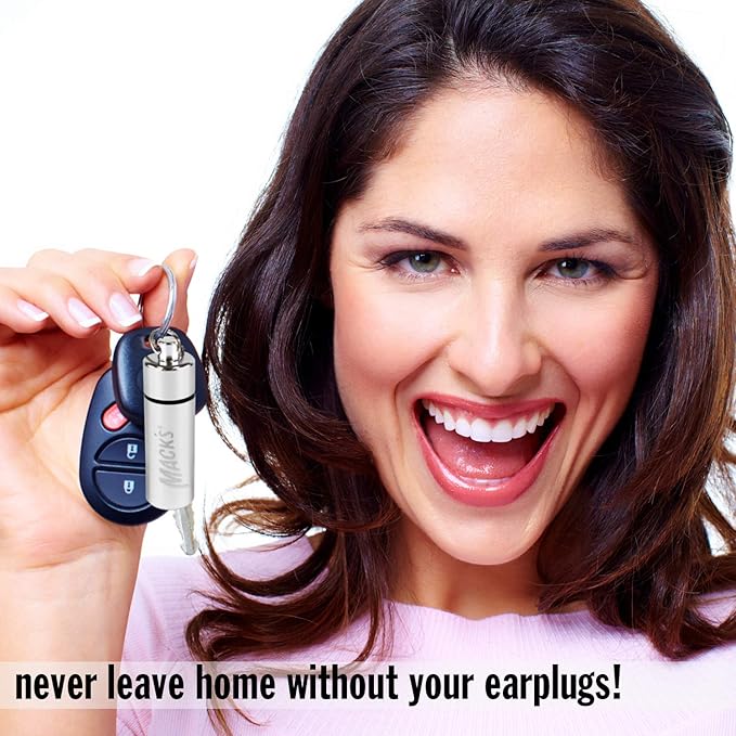 Mack’s Keychain Carrying Case, Aluminum, Waterproof Ear Plugs Holder – 2 Pack (Silver)