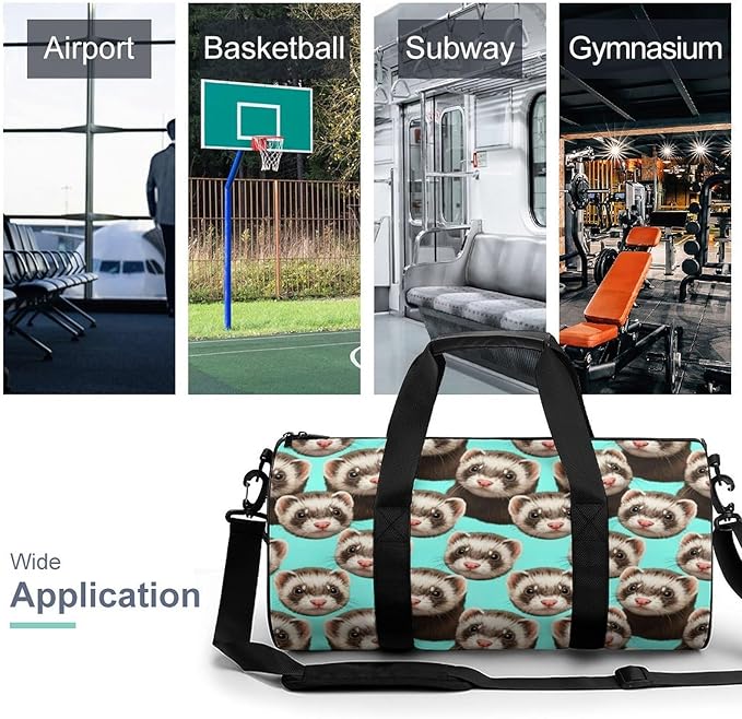 Durable Travel Gym Sports Bag Cute Ferret Workout Lightweight Foldable Overnight Bag Training Workout Bags