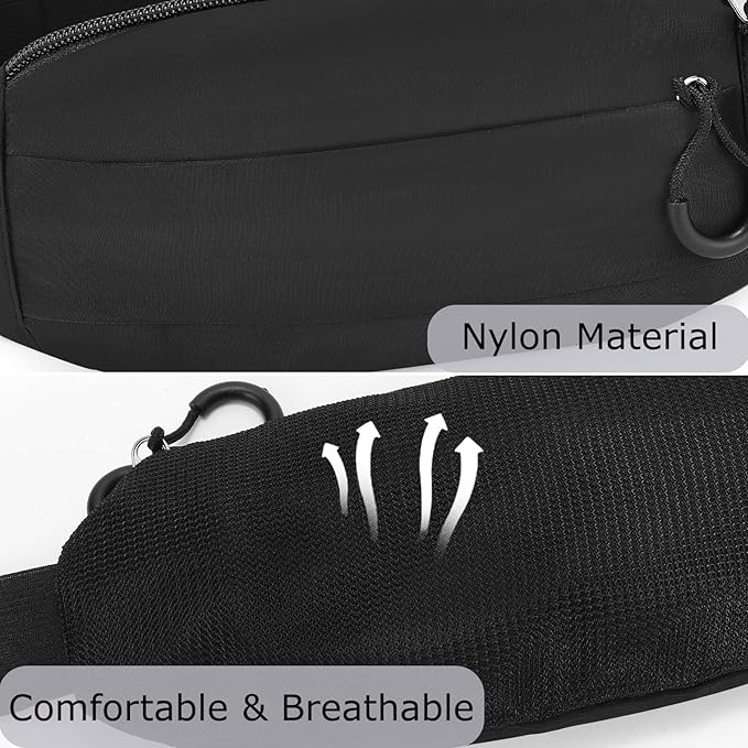 SUOSDEY Money Belt bag for Travel, Men Women RFID Fanny Pack for Hiking Running Crossbody Waist Bag Passport Bag black