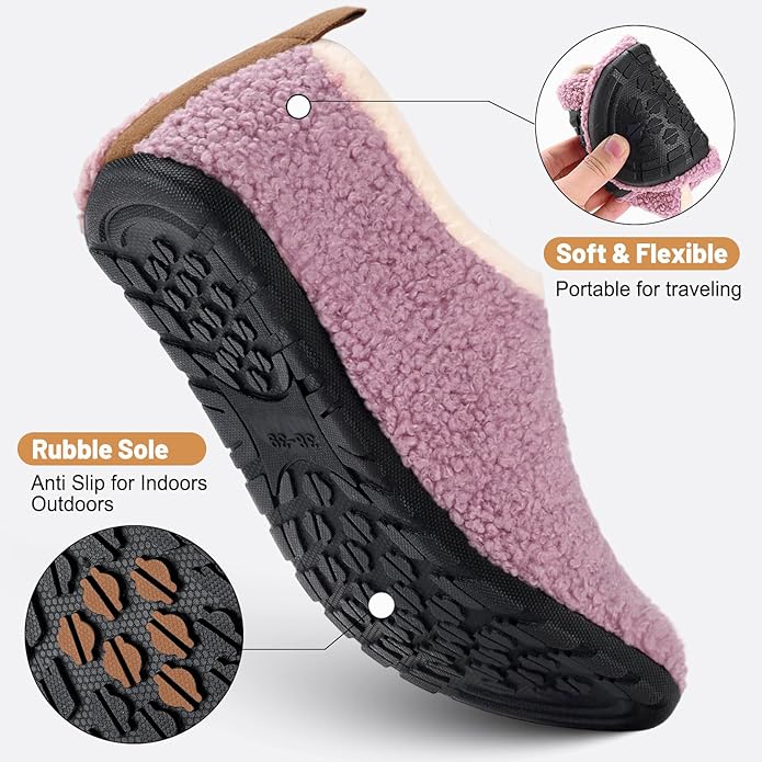 Ultrafun House Slippers for Women Men Slip on Barefoot Slippers Socks Soft Lightweight Rubble Sole House Shoes Indoor/Outdoor