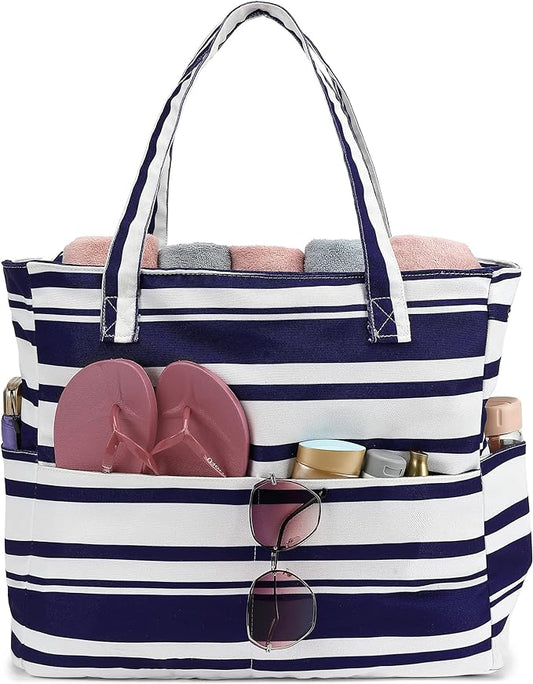 LEDAOU Beach Bag Waterproof Sandproof Women Beach Tote Pool Bag with Zipper for Swim Gym Grocery Travel with Wet Pocket | Sandproof, with Zipper, for Gym, Grocery, Travel, with Wet Pocket