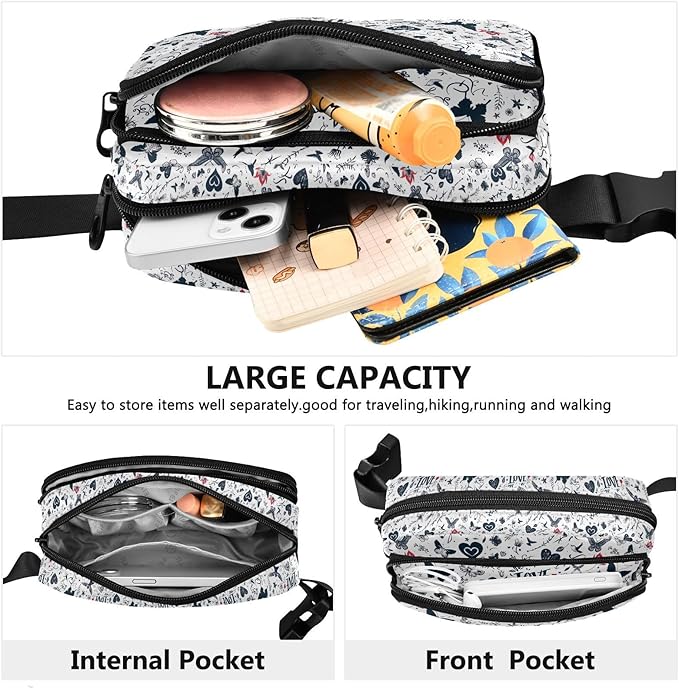 Pigeon Butterfly Heart Fanny Pack for Women Men Water Resistant Fashion Waist Packs with Adjustable Strap Belt Bag for Travel Workout Jogging Hiking 21220391