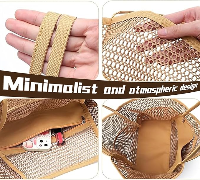 4PCS Large Beach Bags for Women,Nylon Mesh Tote Bag with Large Inner Zipper Pocket