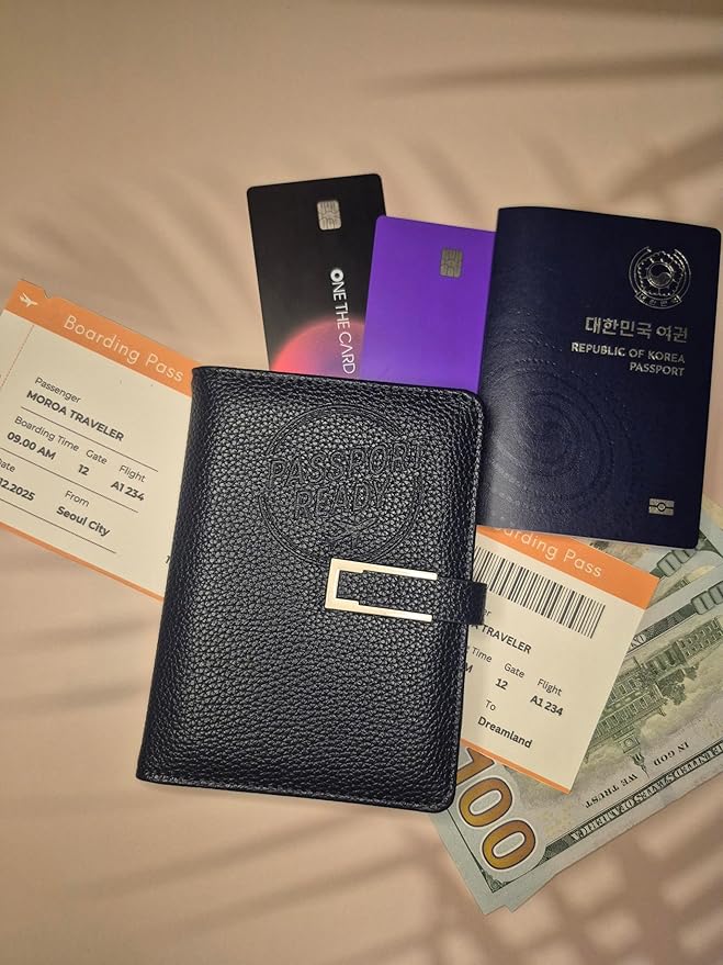 Moroa market Passport Holder for Travel – RFID Blocking Wallet, Slim Travel Essentials Organizer with Magnetic Strap, Boarding Pass Pocket & Easy-Access Slots, Cruise Accessories Gift for Men & Women