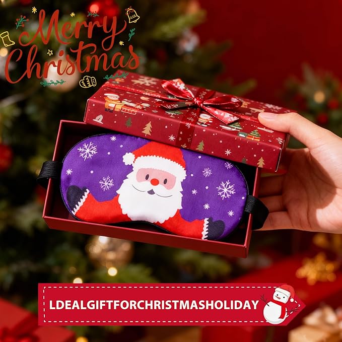 Tphon Christmas Sleep Mask for Adult Kids Boys Girls Sleeping Mask for Christmas, Santa Snowman Cute Eyemask Gifts for Children Christmas Party Present