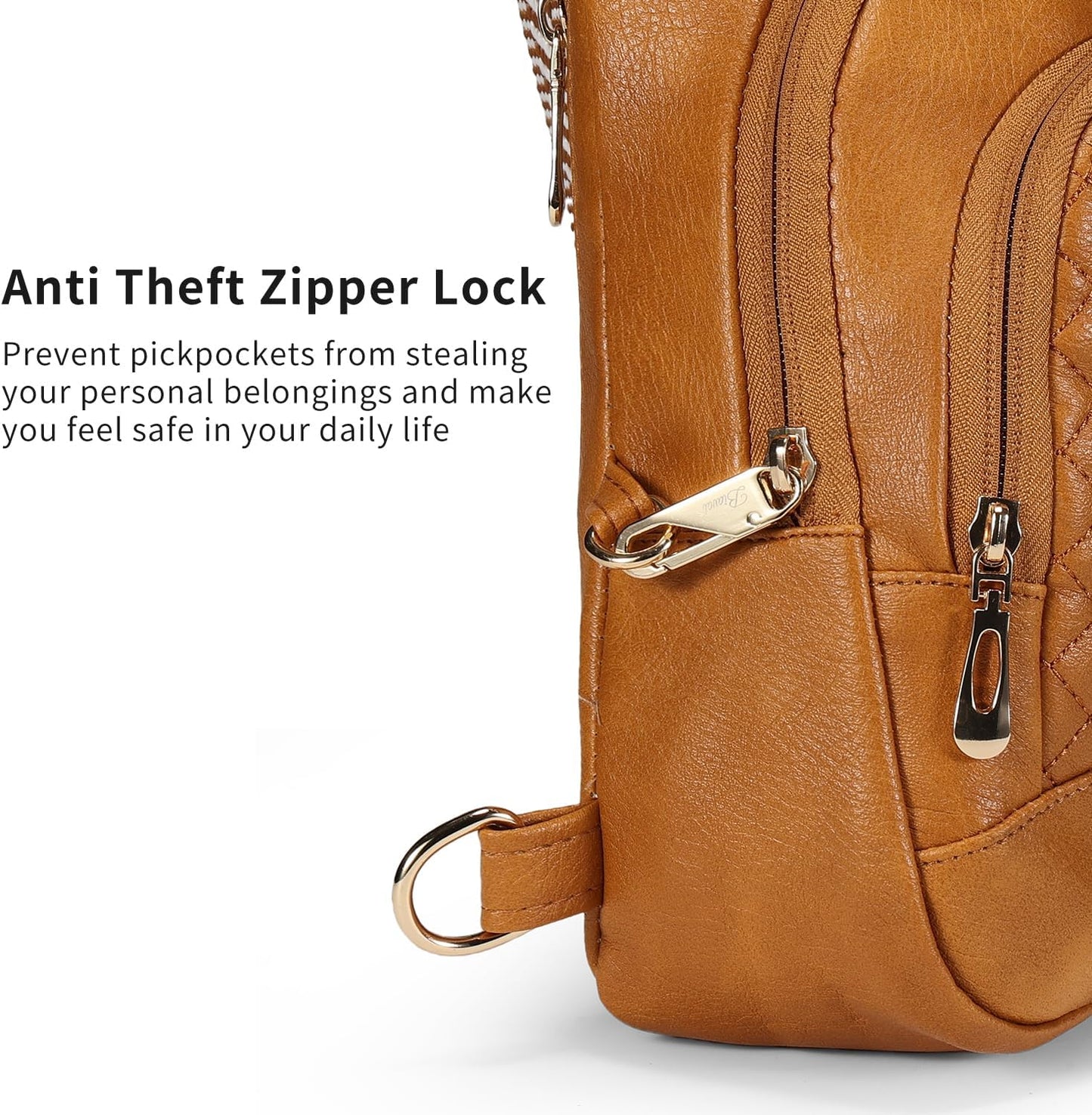 Crossbody Bags for Women Anti Theft Small Sling Handbag with Zipper Lock Vegan Leather RFID Blocking Chest Pure