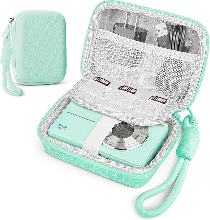 Digital Camera Case Compatible with CAMKORY Digital Point and Shoot/for KODAK PIXPRO FZ45/55 16MP Vlogging/for VAHOIALD FHD 1080P/for IWEUKJLO/for Nsoela, Holder for SD Card More (Green)
