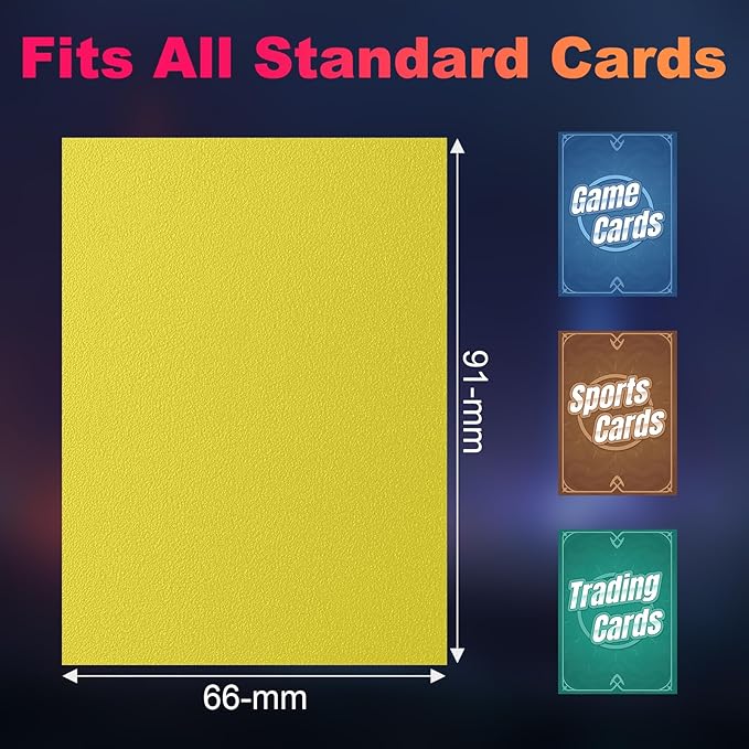 200 Pack Card Sleeves, Matte Dual Trading Card Sleeves with Opaque Back & Smooth Shuffle, Tear Resistant Card Protectors for MTG, TCG and Game Cards (Lightning Yellow)