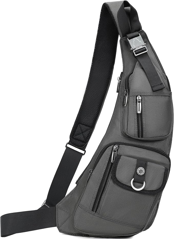 NICGID Sling Bag Chest Shoulder Backpack Crossbody Bags Casual Daypack for Men Women (Grey-014)