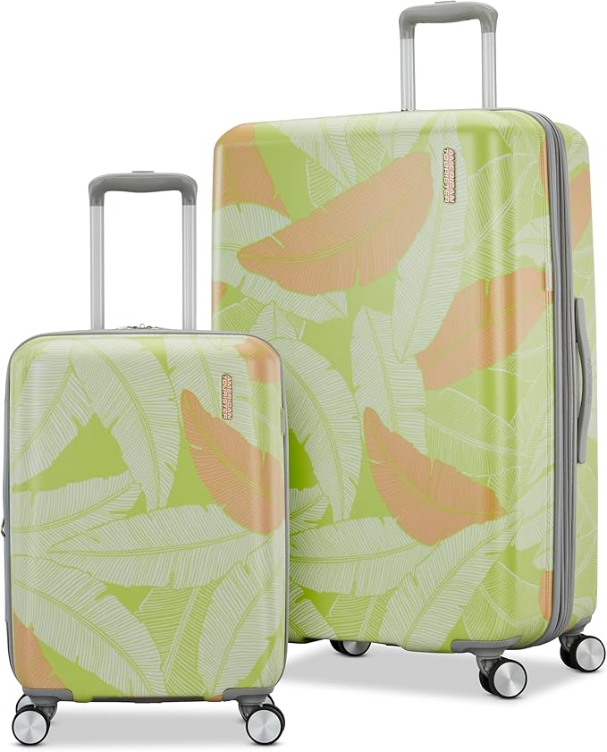American Tourister Moonlight II Hardside Expandable Luggage with Spinner Wheels, Palm, 2 Piece Set (20/28)