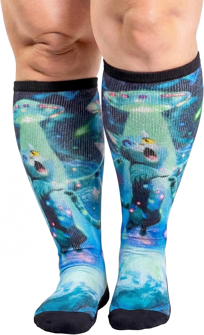 Extra Wide Diabetic Socks for Swollen Feet Men Women Non Binding Soft Stretch Colorful Design