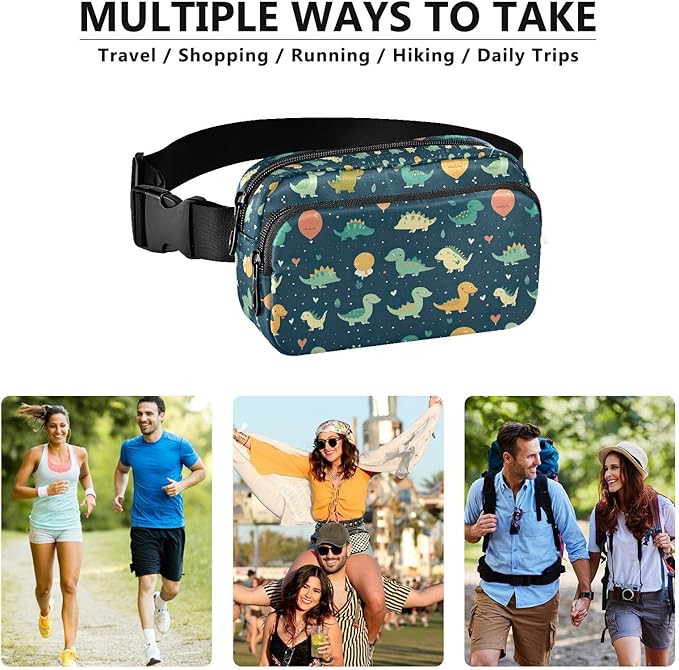 Cute Dinosaurs Fanny Pack for Women Men Water Resistant Fashion Waist Packs with Adjustable Strap Belt Bag for Travel Workout Jogging Hiking 21219796